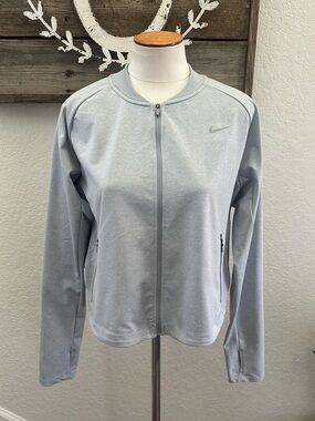 Nike Running Women's Light Gray Stretchy Zip-Front  Athletic Jacket size Large